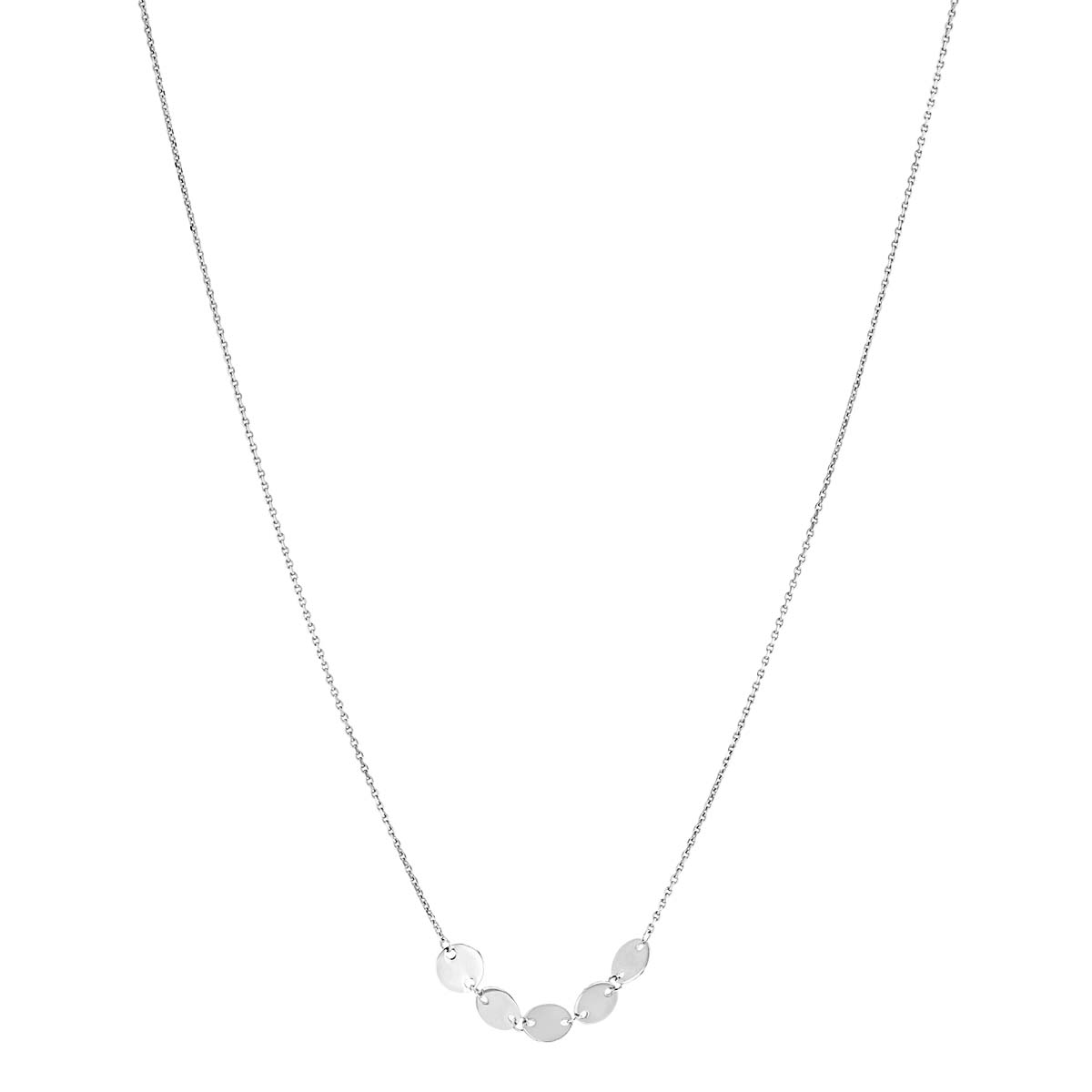 White Gold Mini Disc Necklace, 16
